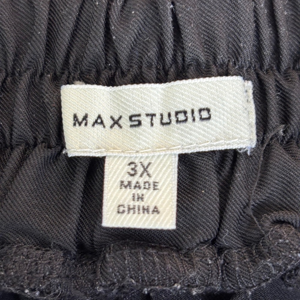 Max Studio Womens 3X Black Pull On Cropped Tapered Pants Elastic Back Plus Size - Picture 2 of 7